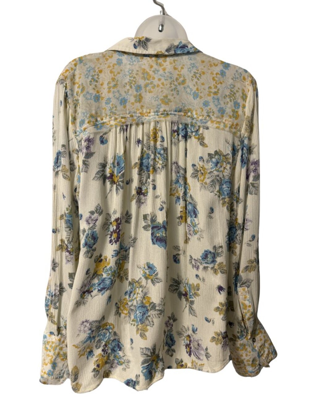 Free People Hold On To Me Printed Blouse Button Up Floral Ivory Size Large - Picture 3 of 6